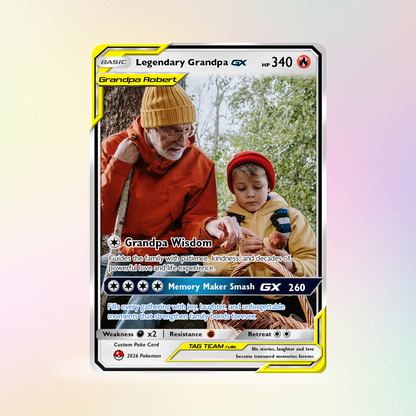 Legendary Grandpa Custom Pokémon Card for 2026 Father's Day - Anime Styles Personalized Pokémon Card for Grandpa - Perfect Classic Pokémon Card from Sons, Daughters & Grandkids - CPC-129