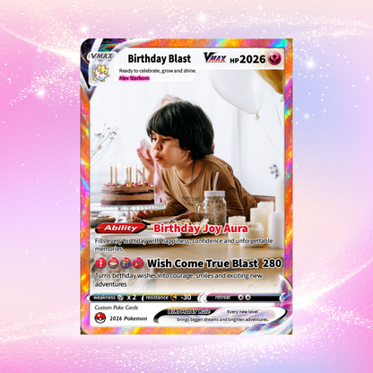 Happy Birthday Custom Pokémon Card - Personalized Pokémon Card by Animated Photo - Customizable Pokémon Gift from Parents, Grandparents for Kids - CPC-DOB-02