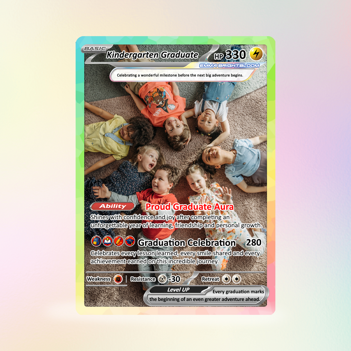 Kindergarten Graduation Custom Pokémon Card, Kindergarten Graduate Personalized Pokémon Card, Graduation Gift for Kindergarten Boy and Girl - First Day of School Gift - CPC-BTS-15