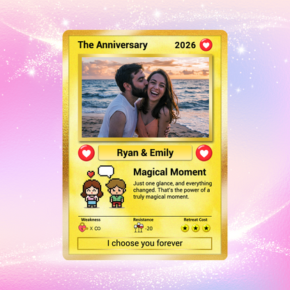 Custom Poke Card for Couple - Anime-Inspired Ghibli Aesthetic Pocket Monster Gift - Customizable Trading Cards - CPC-19