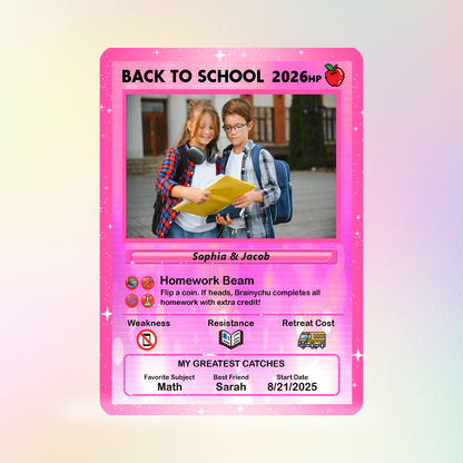 Anime Style Back to School Custom Pokemon Cards, Personalized Pokemon Card for First Day of School, Gift for Students, Son, Daughter - CPC-68