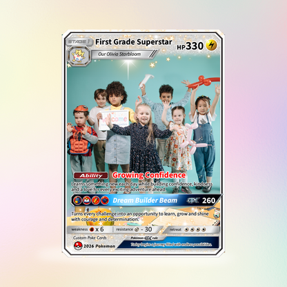 First Grade Gift from Parents, First Day of School Custom Anime Pokémon Card, Personalized Pokémon Card for Kids - Kindergarten Graduation Gift - CPC-BTS-12