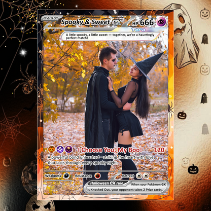 Happy Halloween Custom Pokémon Cards with Animated Photo, Personalized Pokemon Cards, Gifts for Him and Her - CPC-hlw-03