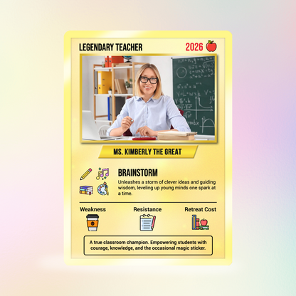 Custom Pokemon Cards Teacher Appreciation with Anime Photo, Change Your Photo to Ghibli Style, Thank You Teacher Gift from Parents & Students, Personalized Pokemon Cards - CPC-66.A