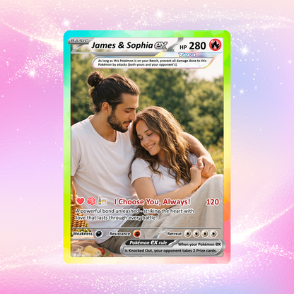 Custom Pokémon Cards with Anime Picture, Personalized Poke Cards Animated Style Gifts for Him and Her - CPC-04.B