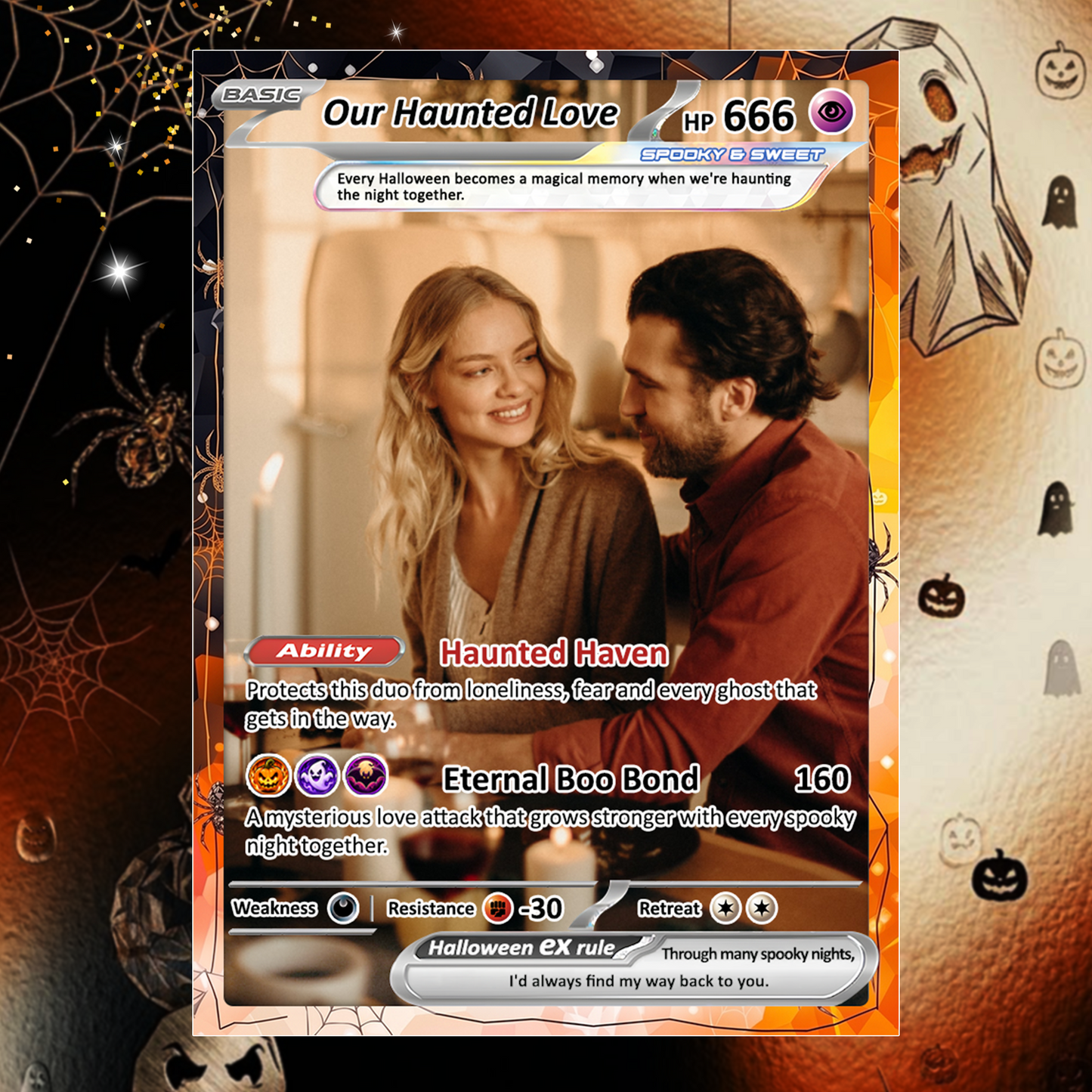 Halloween Personalized Pokemon Cards, Custom Pokémon Cards with Animated Photo, Gifts for Lovers, Husband and Wife - CPC-hlw-04