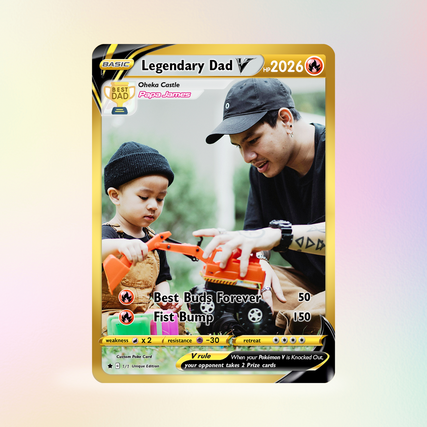 Best Dad Ever Pokemon Card, Custom Pokemon Card  - Anime-Inspired Personalized Pokemon Card for Dad - Perfect Gift for Dad - CPC-50