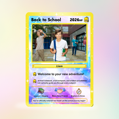Back to School Custom Pokemon Card with Anime Style Transformation, Personalized Pokemon Card for First Day of School, Gift for Students, Son, Daughter - CPC-71
