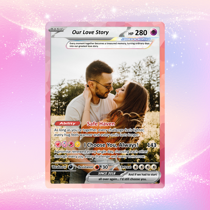 Custom Pokémon Cards with Anime Picture, Personalized Poke Cards Animated Style Gifts for Him and Her - CPC-148