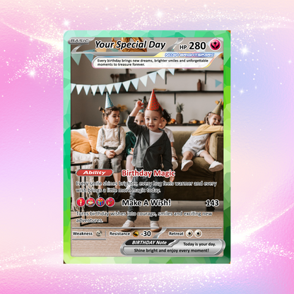 Personalized Pokémon Card for Date of Birth - Happy Birthday Custom Pokémon Card - Customizable Pokémon Gift from Parents, Grandparents for Kids - CPC-DOB-03
