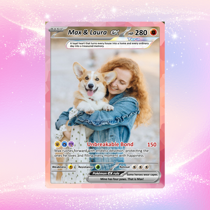 Personalized Poke Cards for Pet Lovers - Custom Pokémon Card with Pet Photo for Dog Mom, Cat Mom, Dog Dad, Cat Dad - CPC-Pet-02