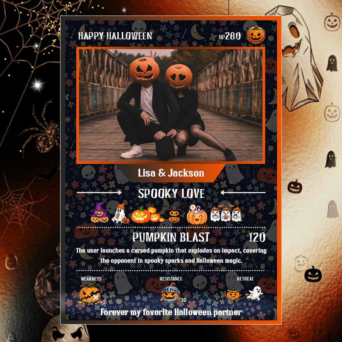 Halloween Custom Pokémon Cards with Anime Picture, Personalized Pokemon Cards, Gifts for Him and Her - CPC-hlw-01