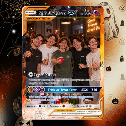 Halloween Custom Pokémon Card for Best Friends, Personalized Pokémon Card with Animated Photo, Customizable Group Gift, Custom Halloween Gift for Friends, Pokémon Party Gift - CPC-hlw-11