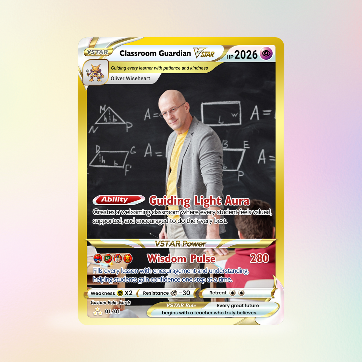 Classroom Guardian Custom Pokémon Cards, Teacher Appreciation Gift Card, Personalized Pokémon Cards, Change Your Photo to Anime Styles, Thank You Teacher Gift - CPC-BTS-09