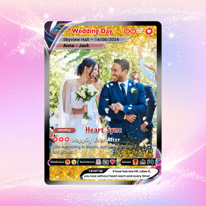 Personalized Pokémon Card with Wedding Day & Location, Anime Style Custom Pokémon Cards - CPC-05