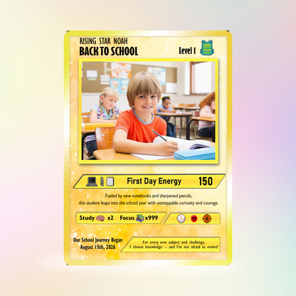 Back to School Custom Pokémon Card - Personalized Pokémon Card with Anime Picture for Kids, Students - First Day of School Gift from Parents - CPC-146.A