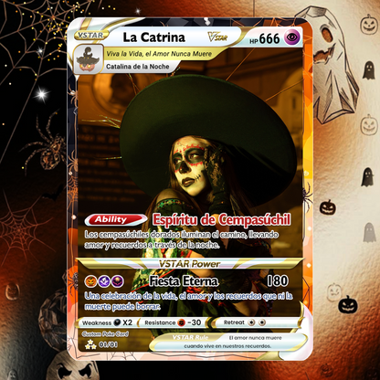 Custom Día de los Muertos Pokémon Card | Personalized Day of the Dead Card | La Catrina Gift for Him & Her - CPC-hlw-16