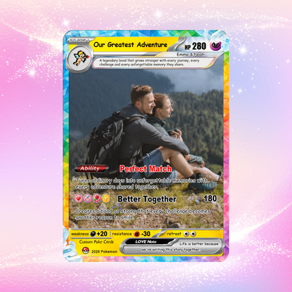 Custom Pokémon Cards with Animated Picture, Personalized Poke Cards by Ghibli & Comic Anime Style, Customizable Pokémon Gift for Him and Her - CPC-151