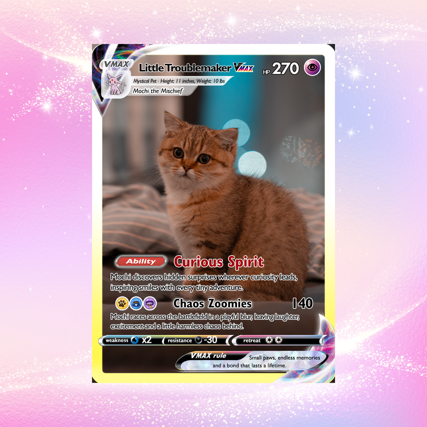Custom Pokémon Card For Cat Lovers - Personalized Poke Cards with Animated Cat Photo - Unique Gift for Cat Mom, Cat Dad - CPC-Pet-06
