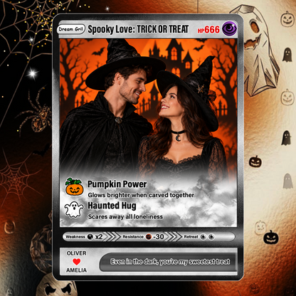 Halloween Custom Pokémon Cards with Animated Photo, Personalized Pokemon Cards, Customizable Gifts for Lovers, Husband and Wife - CPC-hlw-05