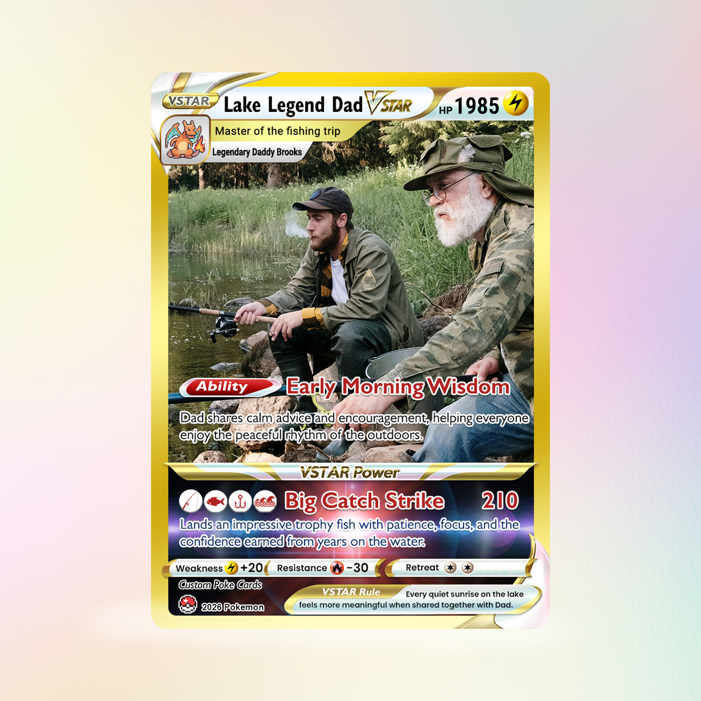 Father's Day Custom Pokémon Card for Fishing Dad - Father’s Day Personalized Pokémon Card for Fishing Lovers - Comic Anime Customizable Gift from Wife, Son & Daughter - CPC-139