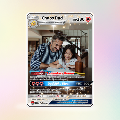 Funny Father's Day Custom Pokémon Card - HOT Trend Comic Anime Style Personalized Pokémon Card for Dad - Perfect Gift from Wife & Kids - CPC-119