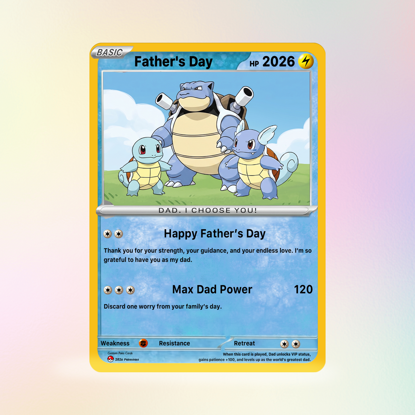 Funny Father’s Day Personalized Pokémon Card - Special Edition Custom Pokémon Card for Trainer Dad - Customizable Character Gift from Supporter, Wife, Son & Daughter - CPC-111.A