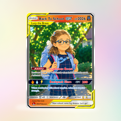 Back to School Gift for Pokémon Fans - Custom Pokémon Card with Anime Picture for Kids, Students - Personalized First Day of School Gift from Parents - CPC-147