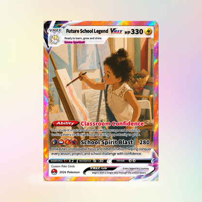 Back to School Custom Pokémon Card - Personalized Pokémon Card with Anime Picture for Kids, Students - First Day of School Gift from Parents - CPC-BTS-01