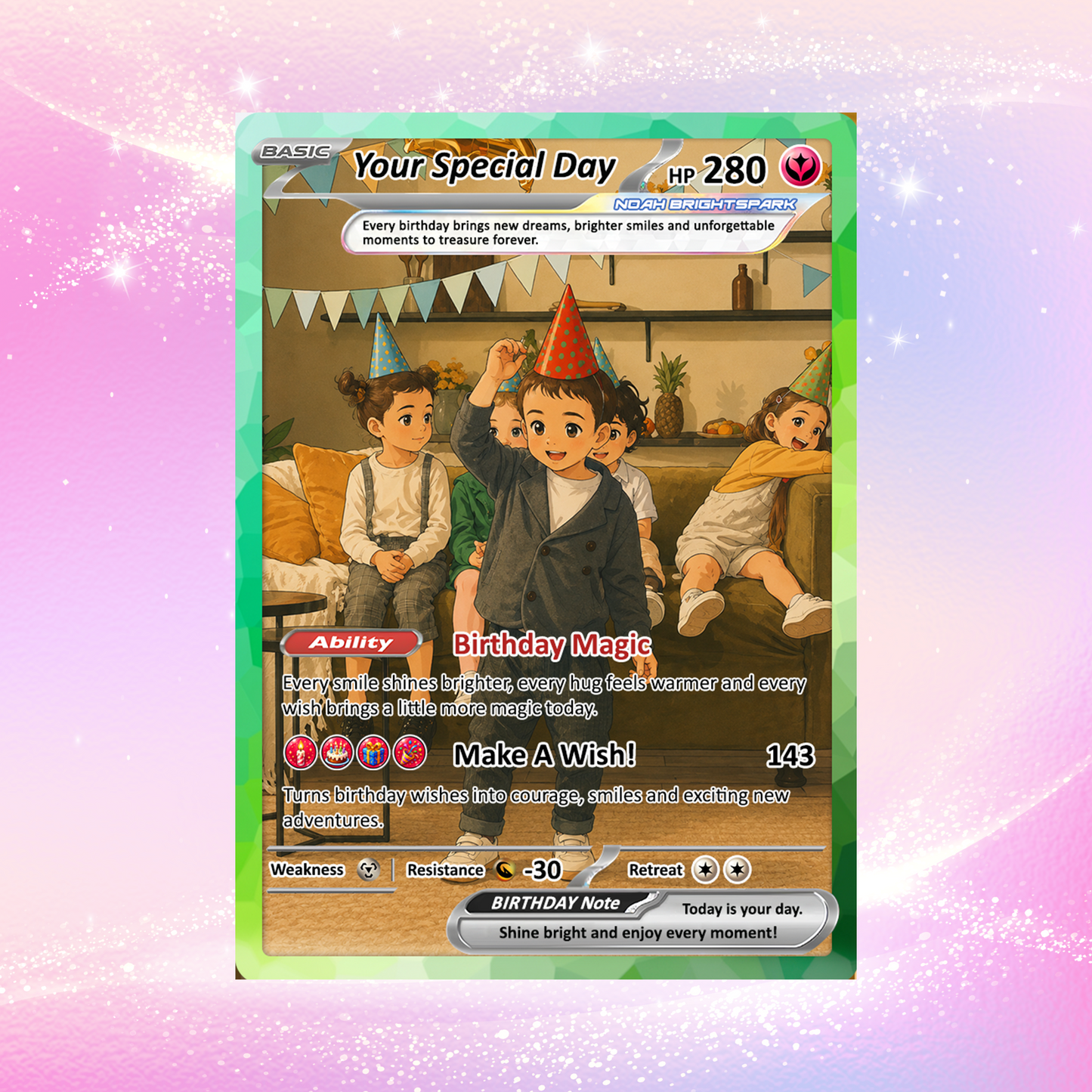 Personalized Pokémon Card for Date of Birth - Happy Birthday Custom Pokémon Card - Customizable Pokémon Gift from Parents, Grandparents for Kids - CPC-DOB-03