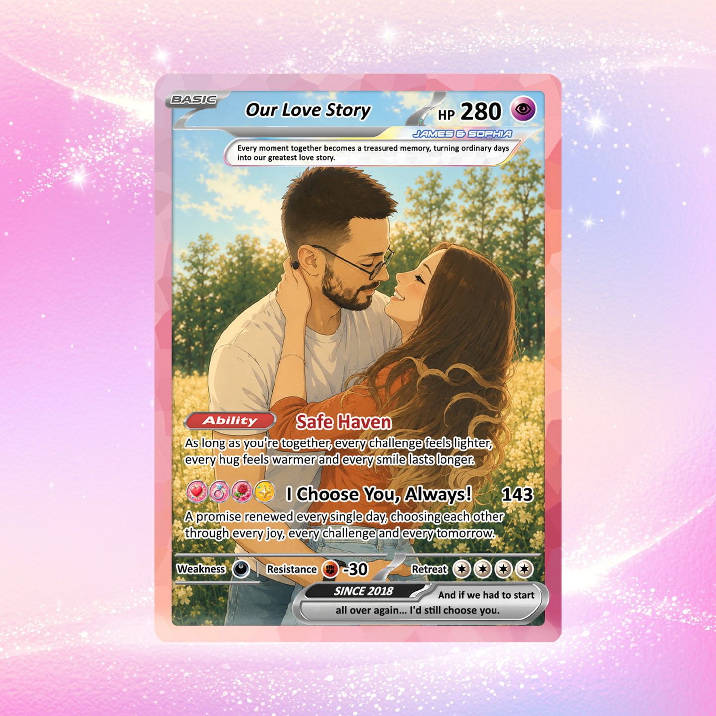 Custom Pokémon Cards with Anime Picture, Personalized Poke Cards Animated Style Gifts for Him and Her - CPC-148