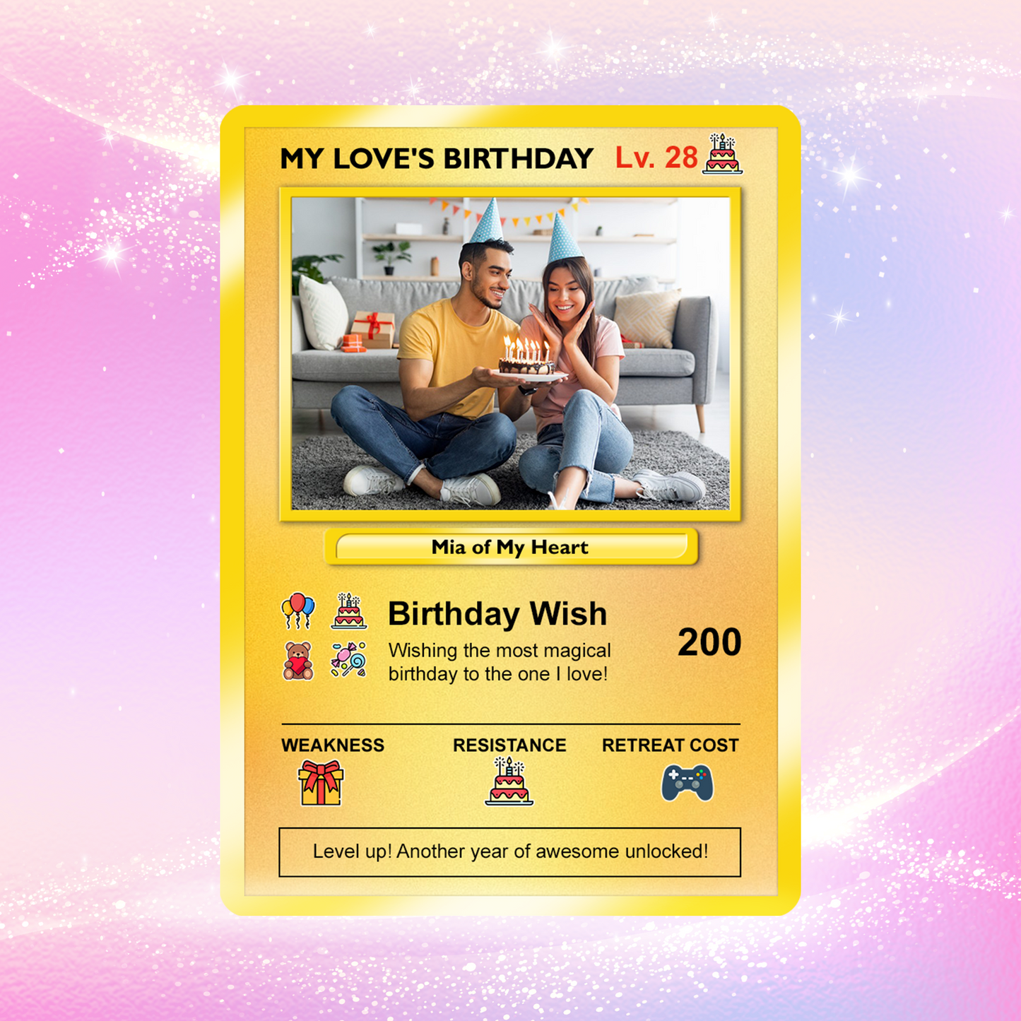 Birthday Custom Pokémon Card for Couples, Pixel Characters Personalized Pokémon Card, Customizable Pokémon Cards for Birthday - CPC-14.A