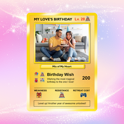 Birthday Custom Pokémon Card for Couples, Pixel Characters Personalized Pokémon Card, Customizable Pokémon Cards for Birthday - CPC-14.A