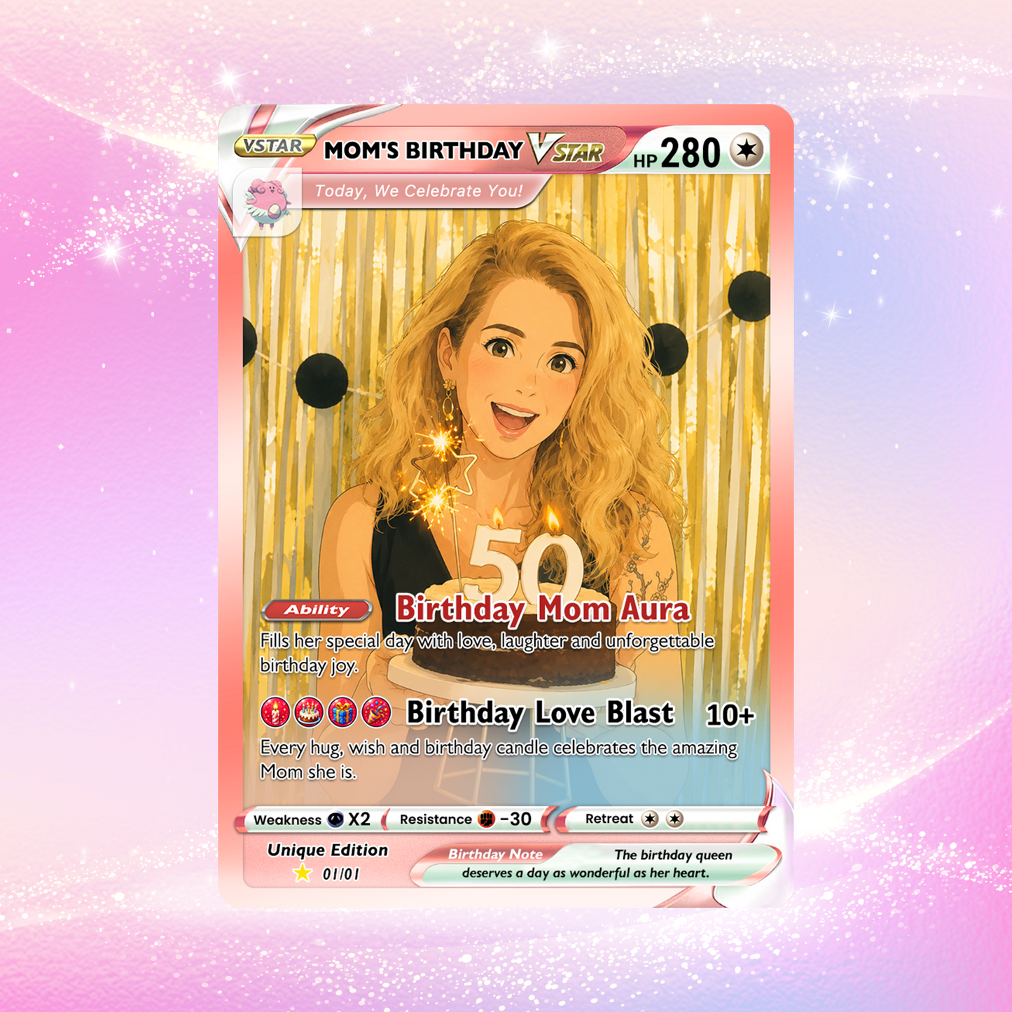 Happy Birthday Custom Pokémon Card for Moms - Personalized Pokémon Card by Animated Photo - Customizable Pokémon Gift from Kids, Husband for Mom & Wife - CPC-DOB-04