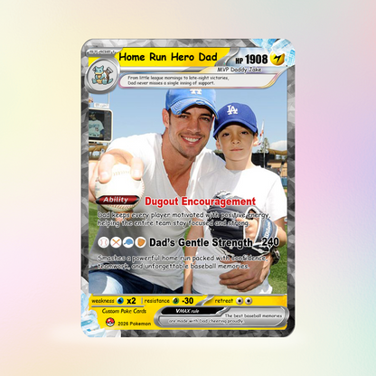 Baseball Dad Custom Pokémon Card for Father's Day - Father’s Day Personalized Pokémon Card for Sport Dad - Comic Anime Style Customizable Gift from Supporter, Wife, Son & Daughter - CPC-134