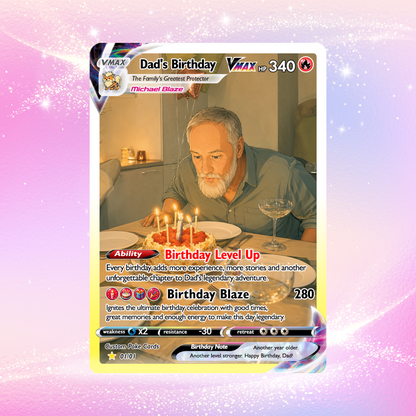 Happy Birthday Custom Pokémon Card for Dad - Personalized Pokémon Card by Animated Photo - Customizable Pokémon Gift from Kids, Wife for Dad & Husband - CPC-DOB-05