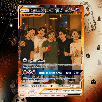 Halloween Custom Pokémon Card for Best Friends, Personalized Pokémon Card with Animated Photo, Customizable Group Gift, Custom Halloween Gift for Friends, Pokémon Party Gift - CPC-hlw-11