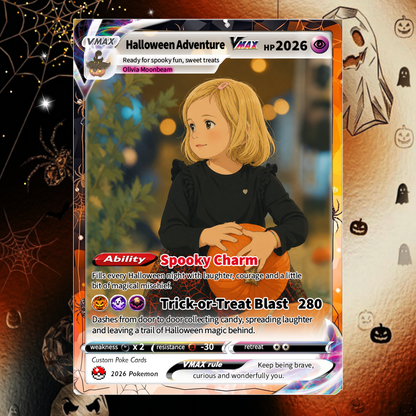 Custom Pokémon Card for Kids, Halloween Anime Transformation Photo Poke Card, Personalized Halloween Gift for Children, Custom Pokémon Gift - CPC-hlw-12