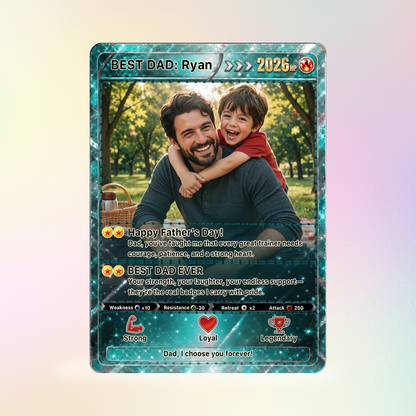 Happy Father's Day Custom Pokémon Card - Anime Styles Personalized Pokémon Card for Dad - Perfect Classic Pokémon Card from Wife & Kids - CPC-112