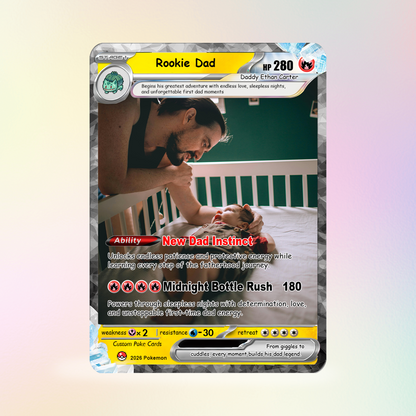 First-Time Dads Custom Pokémon Card - Comic Anime Style Personalized Pokémon Card for First Father’s Day - Perfect Gift for New Dads - CPC-126