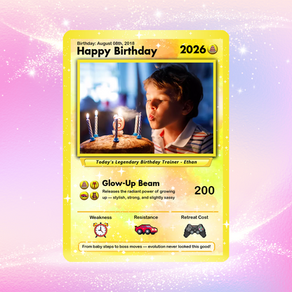 Happy Birthday Custom Pokémon Card, Personalized Pokémon Card for Date of Birth - CPC-11