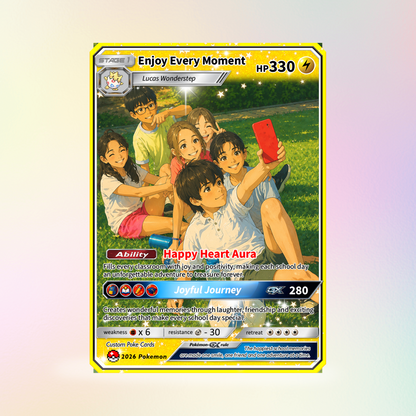 Enjoy Every Moment Custom Pokémon Card - Back to School Personalized Pokémon Card, Animated Gift Card for Kids, Students - First Day of School Gift from Parents - CPC-BTS-21