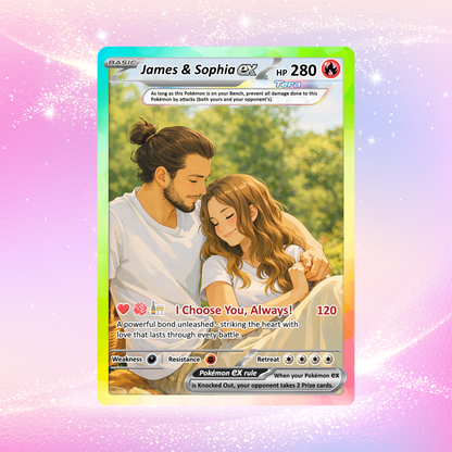 Custom Pokémon Cards with Anime Picture, Personalized Poke Cards Animated Style Gifts for Him and Her - CPC-04.B