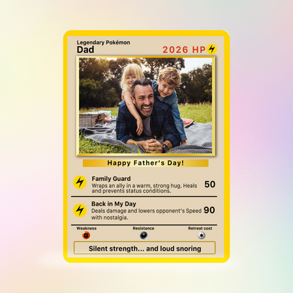 Classic Vibe Custom Pokémon Card for 2026 Father's Day - Anime Styles Personalized Pokémon Card for Dad - Perfect  Pokémon Card from Wife & Kids - CPC-109