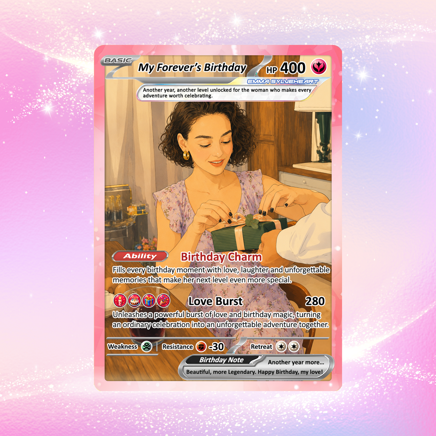 Happy Birthday Custom Pokémon Card for Her - Personalized Pokémon Card by Animated Photo - Customizable Pokémon Gift from Boyfriend, Husband for Girlfriend & Wife - CPC-DOB-06