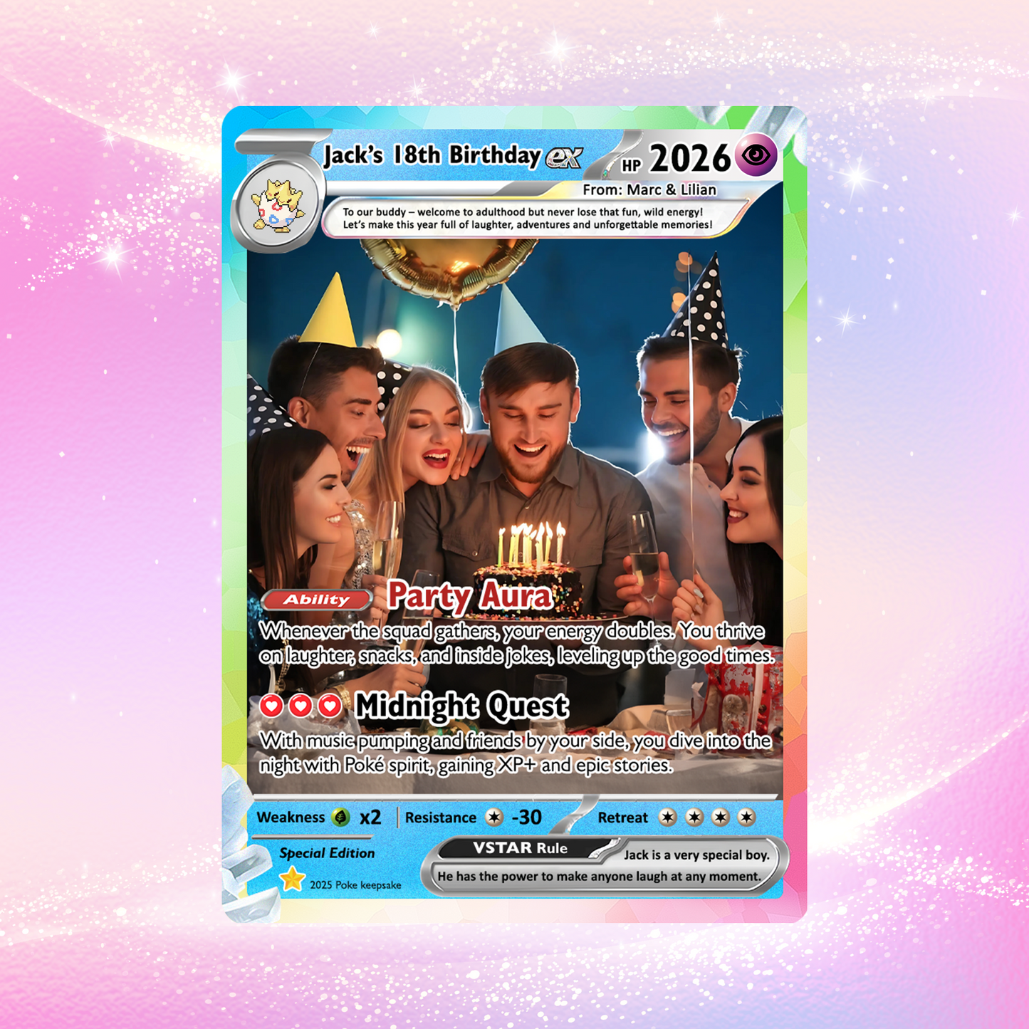 Custom Pokemon Card Birthday, Personalized Pocket Monster Style Gifts for Date of Birth, Best Anime-Inspired Cards for Friends, Son, Daughter, Partner - CPC-56
