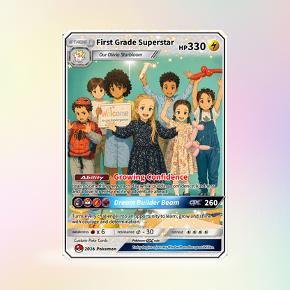 First Grade Gift from Parents, First Day of School Custom Anime Pokémon Card, Personalized Pokémon Card for Kids - Kindergarten Graduation Gift - CPC-BTS-12