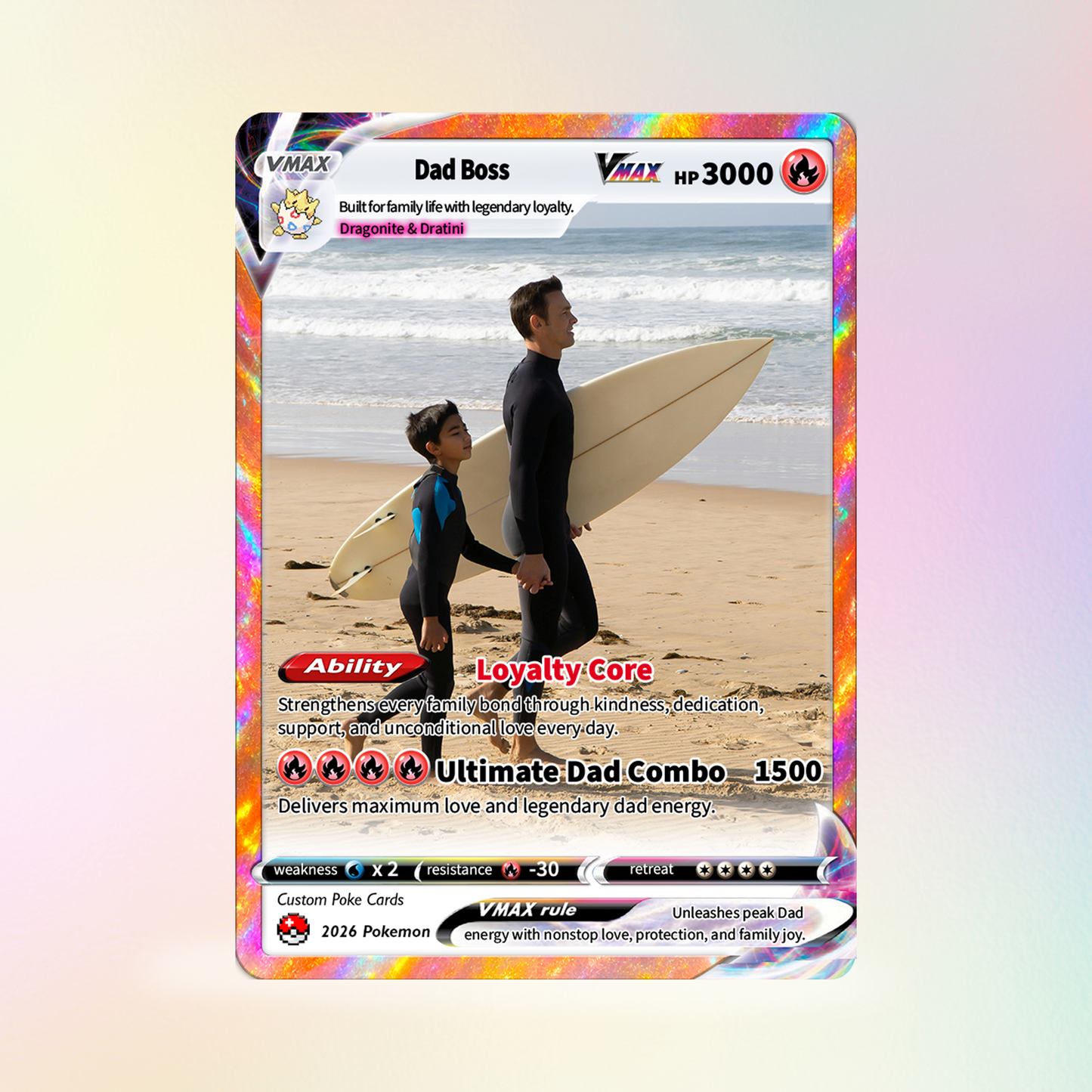 Perfect Gift from Wife & Kids - Happy Father's Day Custom Pokémon Card - Comic Anime Style Personalized Pokémon Card for Dad - Perfect Gift from Wife & Kids - CPC-125