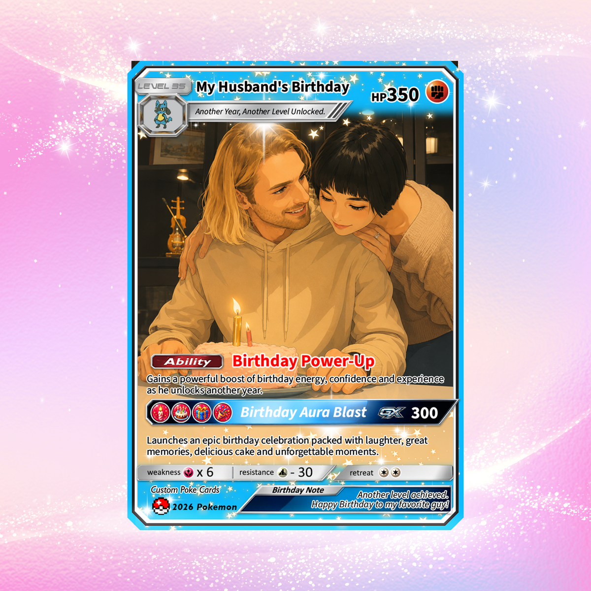 Happy Birthday Custom Pokémon Card for Him - Personalized Pokémon Card by Animated Photo - Customizable Pokémon Gift from Girlfriend, Wife for Boyfriend & Husband - CPC-DOB-07