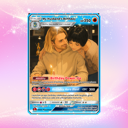 Happy Birthday Custom Pokémon Card for Him - Personalized Pokémon Card by Animated Photo - Customizable Pokémon Gift from Girlfriend, Wife for Boyfriend & Husband - CPC-DOB-07